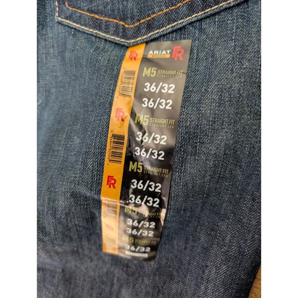 Ariat Work Flame Resistant Jeans Men 36/32 Blue Denim Cotton M5 Straight Leg NWT - Picture 5 of 5